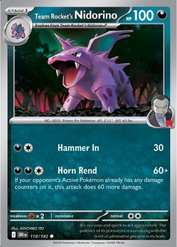 Team Rocket's Nidorino REVERSE HOLO #118 - Pokemon Destined Rivals