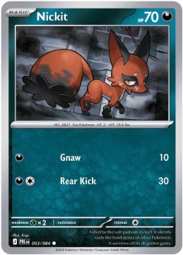 Nickit REVERSE HOLO #53 - Pokemon Pitch Black