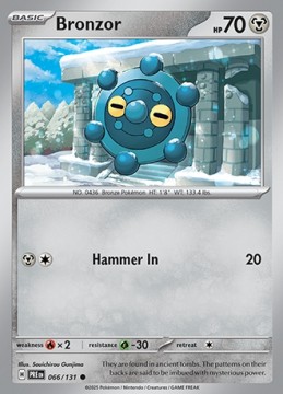 Bronzor REVERSE HOLO #66 - Pokemon Prismatic Evolutions 