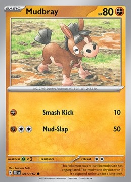 Mudbray REVERSE HOLO #91 - Pokemon Temporal Forces