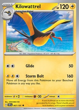 Kilowattrel REVERSE HOLO #67 - Pokemon Surging Sparks