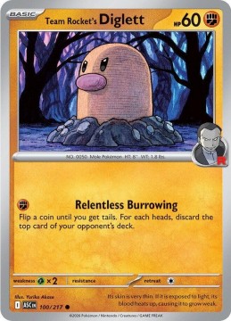 Team Rocket's Diglett ENERGY PATTERN #100 - Pokemon Ascended Heroes