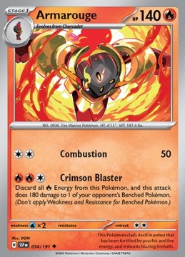 Armarouge REVERSE HOLO #34 - Pokemon Surging Sparks