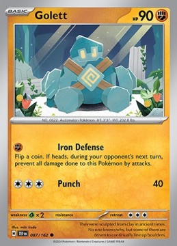 Golett REVERSE HOLO #87 - Pokemon Temporal Forces 