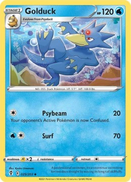 Golduck REVERSE HOLO #25 - Pokemon Evolving Skies 