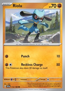 Riolu REVERSE HOLO #113 - Pokemon Scarlet & Violet