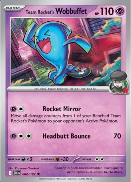 Team Rocket's Wobbuffet REVERSE HOLO #82 - Pokemon Destined Rivals