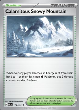 Calamitous Snowy Mountain REVERSE HOLO #174 - Pokemon Paldea Evolved 