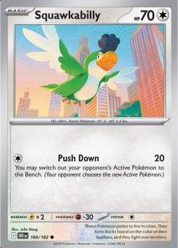 Squawkabilly REVERSE HOLO #160 - Pokemon Destined Rivals