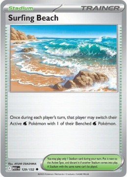 Surfing Beach REVERSE HOLO #129 - Pokemon Mega Evolution
