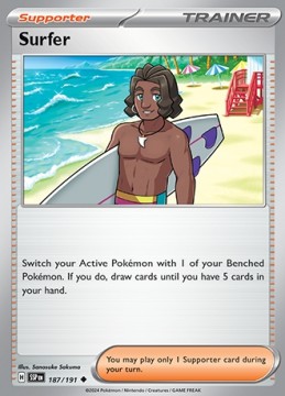 Surfer REVERSE HOLO #187 - Pokemon Surging Sparks