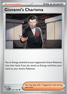 Giovanni's Charisma REVERSE HOLO #161 - Pokemon Scarlet & Violet 151