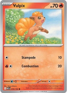 Vulpix REVERSE HOLO #19 - Pokemon Mega Evolution