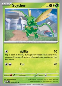 Scyther REVERSE HOLO #4 Pokemon Obsidian Flames 