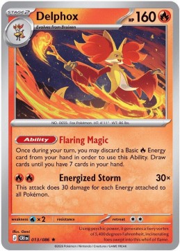 Delphox REVERSE HOLO #13 - Pokemon Chaos Rising