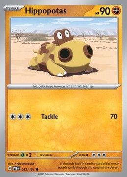 Hippopotas REVERSE HOLO #52 - Pokemon Prismatic Evolutions