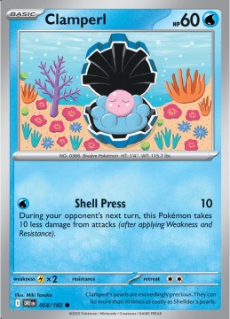 Clamperl REVERSE HOLO #54 - Pokemon Destined Rivals