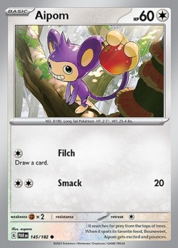 Aipom REVERSE HOLO #145 - Pokemon Paradox Rift
