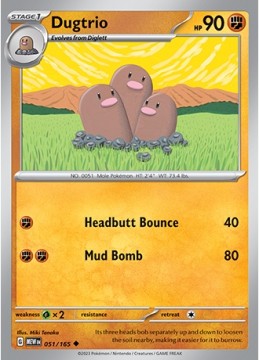 Dugtrio REVERSE HOLO #51 - Pokemon Scarlet & Violet 151