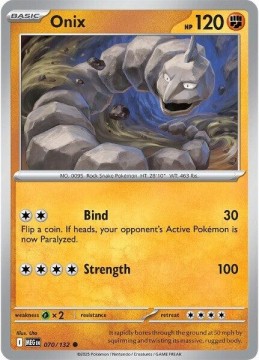 Onix REVERSE HOLO #70 - Pokemon Mega Evolution