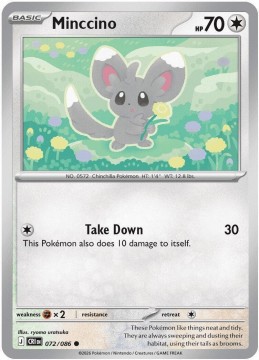 Minccino REVERSE HOLO #72 - Pokemon Chaos Rising