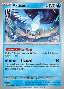 Articuno REVERSE HOLO #144 - Pokemon Scarlet & Violet 151 