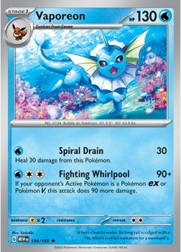 Vaporeon HOLO #134 - Pokemon Scarlet & Violet 151 