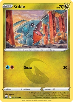 Gible REVERSE HOLO #107 - Pokemon Brilliant Stars