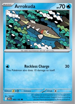 Arrokuda REVERSE HOLO #62 - Pokemon Destined Rivals