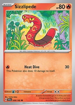 Sizzlipede REVERSE HOLO #36 - Pokemon Temporal Forces