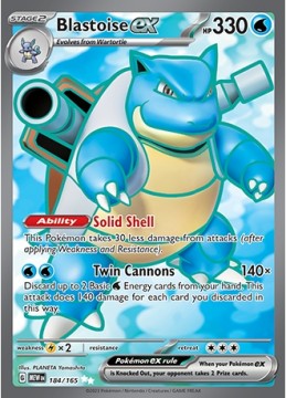 Blastoise EX #184 Pokemon Scarlet & Violet 151