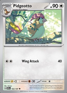 Pidgeotto #163 - Pokemon Obsidian Flames