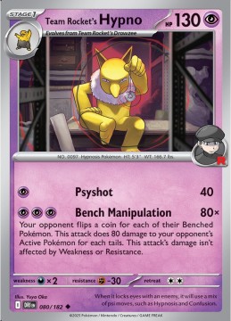 Team Rocket's Hypno REVERSE HOLO #80 - Pokemon Destined Rivals 