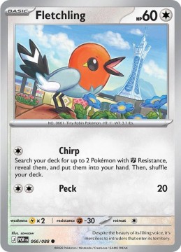 Fletchling REVERSE HOLO #66 - Pokemon Perfect Order
