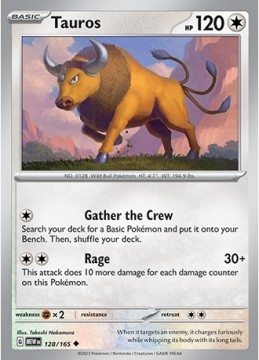 Tauros REVERSE HOLO #128 - Pokemon Scarlet & Violet 151