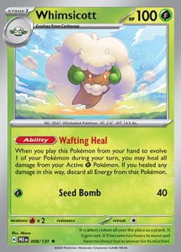 Whimsicott REVERSE HOLO #8 - Pokemon Prismatic Evolutions