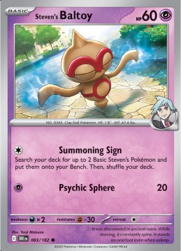 Steven's Baltoy REVERSE HOLO #83 - Pokemon Destined Rivals