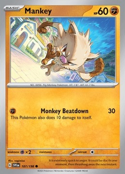 Mankey REVERSE HOLO #107 - Pokemon Scarlet & Violet