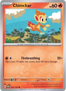 Chimchar REVERSE HOLO #31 - Pokemon Twilight Masquerade