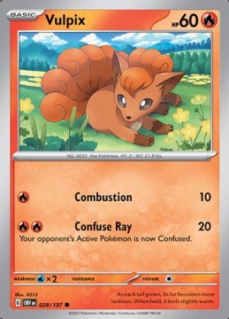 Vulpix REVERSE HOLO #28 - Pokemon Obsidian Flames