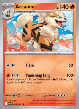 Arcanine REVERSE HOLO #28 - Pokemon Destined Rivals