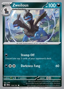 Zweilous REVERSE HOLO #118 - Pokemon Surging Sparks