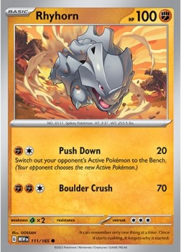 Rhyhorn REVERSE HOLO #111 - Pokemon Scarlet & Violet 151