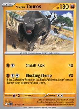 Paldean Tauros REVERSE HOLO #101 - Pokemon Surging Sparks