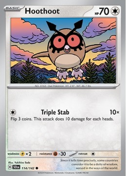 Hoothoot REVERSE HOLO #114 - Pokemon Stellar Crown