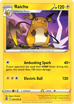 Raichu REVERSE HOLO #50 - Pokemon Silver Tempest