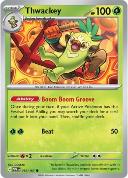 Thwackey REVERSE HOLO #15 - Pokemon Twilight Masquerade