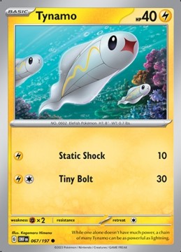 Tynamo REVERSE HOLO #67 - Pokemon Obsidian Flames