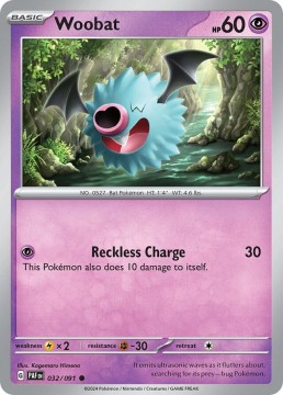 Woobat REVERSE HOLO #32 - Pokemon Paldean Fates