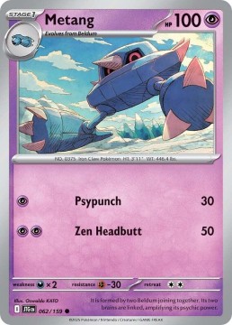 Metang REVERSE HOLO #62 - Pokemon Journey Together